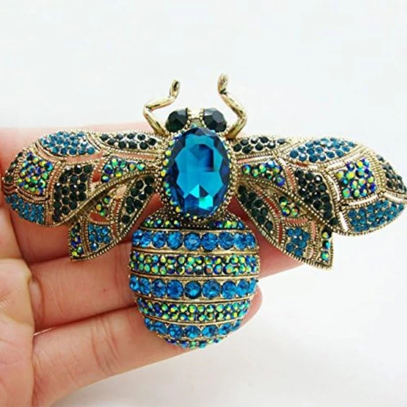 SKEDS Luxury Exaggerated Vintage Women Girls Crystal Bee Brooch Pin Fashion Elegant Lady Exquisite Insect Rhinestone Badges
