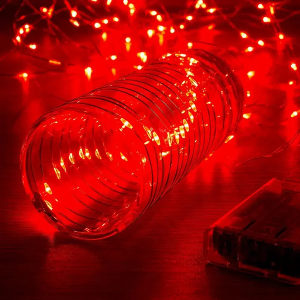 20m 200LED Fairy Light AA Battery Powered, Red Copper Wire Light, Suitable for Bedroom, Christmas, Party Decoration
