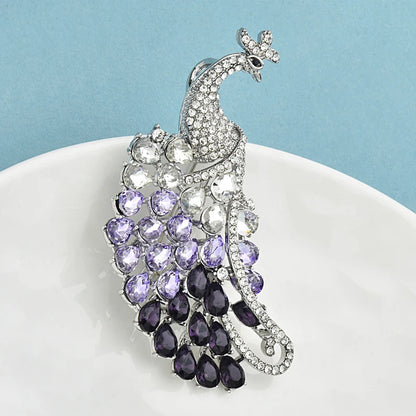 Wuli&baby Luxury Charming Peacock Brooches For Women Unisex Beautiful Rhinestone Big Bird Animal Office Party Brooch Pins Gifts