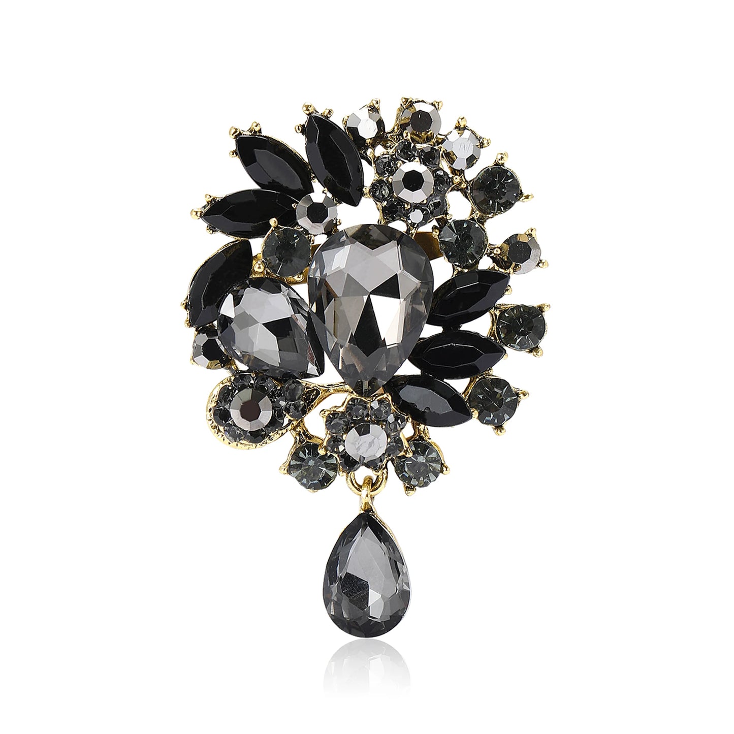 Beaut&Berry Vintage Crystal Glass Brooches for Women Unisex Rhinestone Pins Friends Party Gifts Banquet Jewellery Accessories