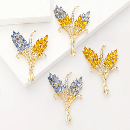 Ukrainian Wheat Brooches for Women Unisex Ukrainian Patriotic Pins Casual Accessories Gifts-Wholesale