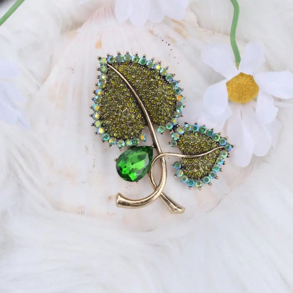 1pc Elegant Rhinestone Leaf Women's Brooch & Pin Jewelry - Retro Elegant, Unique Design, for Scarves/Wedding Parties, Ideal Gift