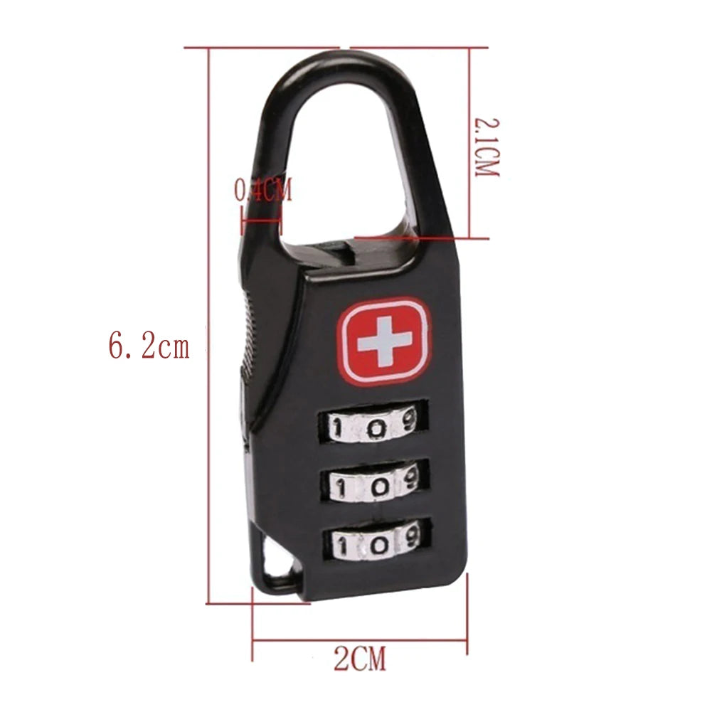 3pcs Outdoor Backpack Handbag Zipper Lock Anti Theft Portable Mini Combination Code Number Lock for Travel Backpack Accessories