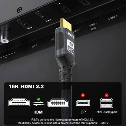 High Refresh Rate 8K@120Hz HDMI 2.2 Cable 96Gbps Supports 4K@240Hz 2K@360Hz HDR eARC for PS5 Xbox Switch TV Laptop