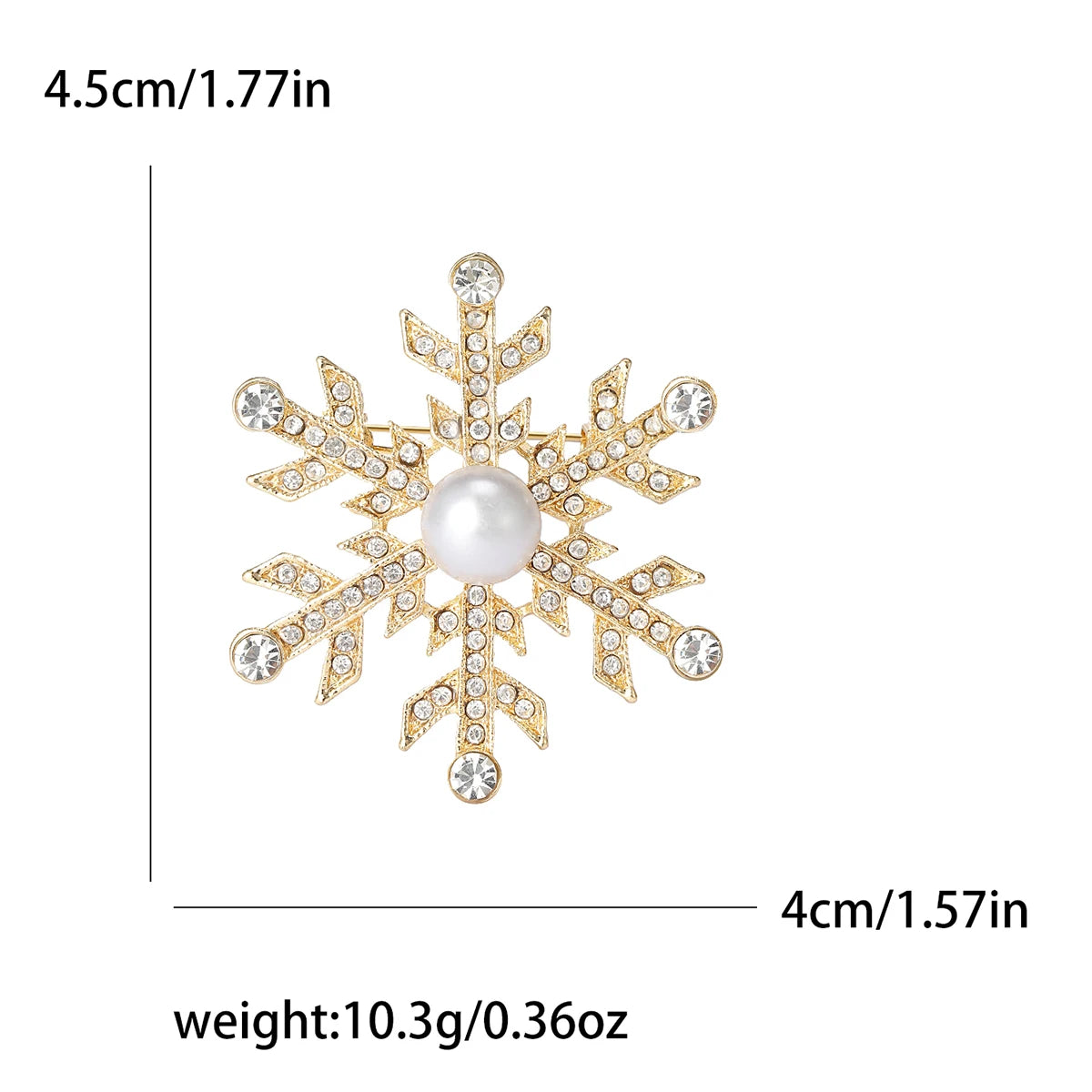 Christmas Rhinestone Snowflake Brooches for Women Unisex Pearl Ice Crystal Pins Office Party Friend Gifts Jewelry Accessories