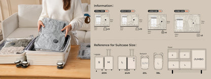 FLEXTAIL X VOLLYC NANO BAG SET AT - Vacuum Compression Bags with -55kPa Suction, Space Saver Bags for Home Clothes Storage