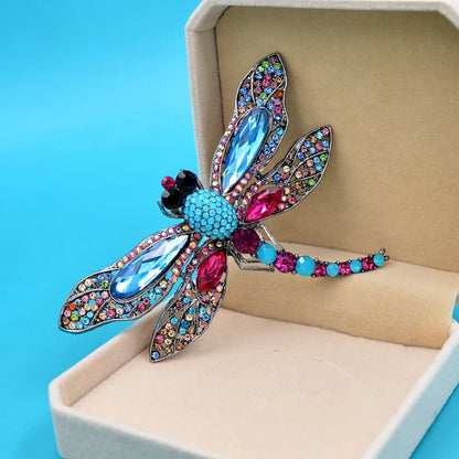 New Blue Dragonfly Bird Woman Brooch Pin Pendant Rhinestone Crystal Gifts