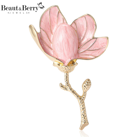 Beaut&Berry Luxury Crystal Glass Flower Brooches for Women Unisex Plant Pins Casual Party Accessories Gifts Friends Decoration
