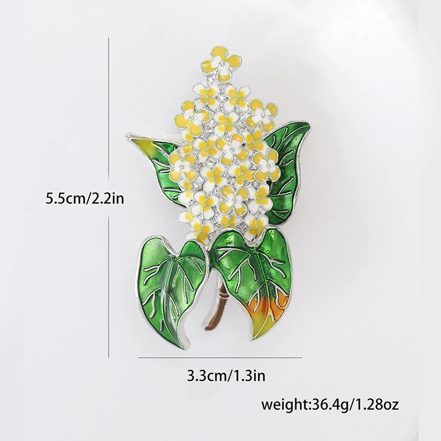 Enamel Hydrangea Brooches for Women Unisex Trendy Rhinestone Flower Pins Banquet Party Backpack Gifts Jewelry Accessories