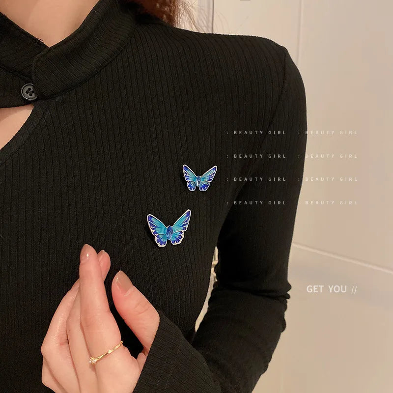 Trendy Enamel Rhinestone Butterfly Brooches For Women Luxury Large Crystal Insect Animal Brooch Pins Casual Office Jewelry Gift