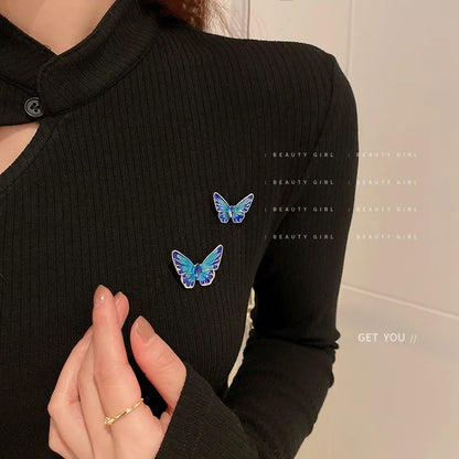 Trendy Enamel Rhinestone Butterfly Brooches For Women Luxury Large Crystal Insect Animal Brooch Pins Casual Office Jewelry Gift