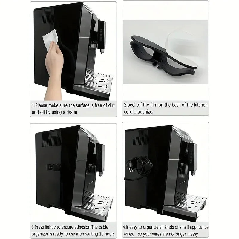 4pcs Silicone Cord Winder Holder Power Cord Organizer Clip Self Adhesive Cable Wire Fixer for Air Fryer Coffee Machine