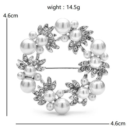 Wuli&baby Pearl Flower Wreath Brooches For Women Unisex 2-color Elegant Circle Office Party Brooch Pins Gifts