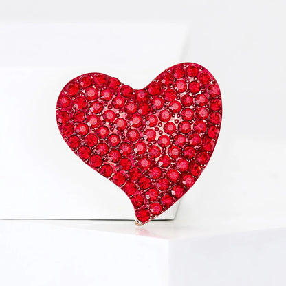 Beaut&Berry Luxury Rhinestone Heart Brooches for Women Unisex Love Pins Casual Party Jewelry Accessories Gifts Decoration