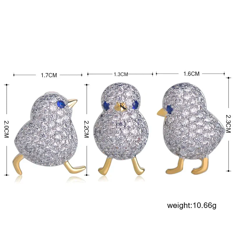 Amazing Price Little Blue Eyes Chick Shape Brooches Copper Zircon Brooch For Women Girls Collar Suit Pin Dress Sca