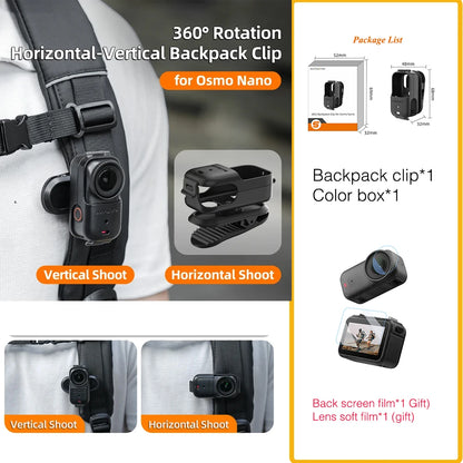Magnetic Mount for DJI Osmo Nano Accessories Tabletop Stand Base Backpack Clip with Protective Film Gift