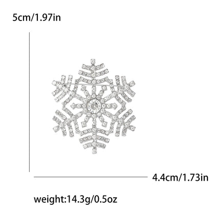 Christmas Rhinestone Snowflake Brooches for Women Unisex Pearl Flower Pins Office Party Friend Gifts Jewelry Accessories