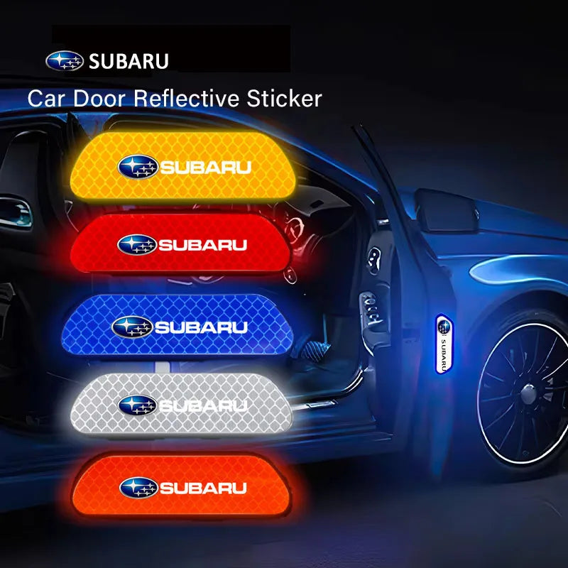 4PCS Car Stickers Door Opening Reflective Warning Sticker For Subaru STI Forester Impreza Legacy Outback XV BRZ WRX Tribeca