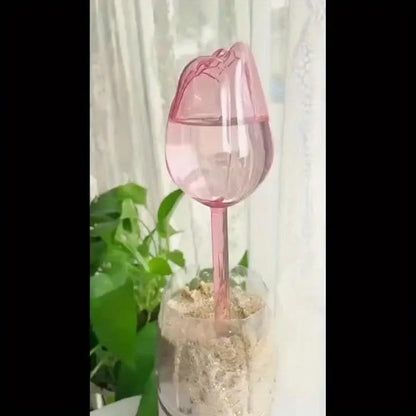 Pink tulip plant watering balls, suitable for indoor and outdoor plants, automatic plant drippers, and automatic watering
