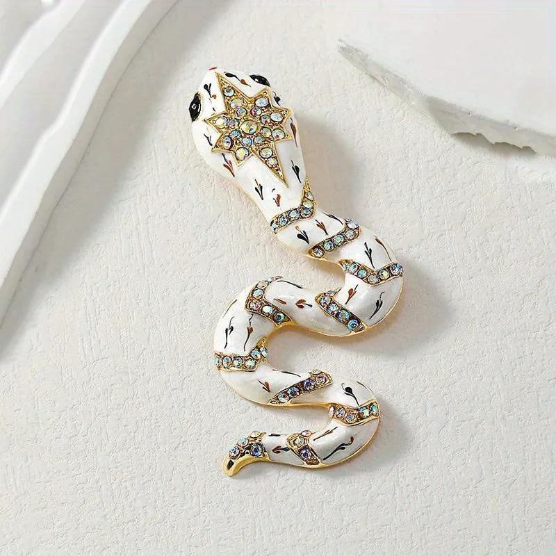 SKEDS Women Men Fashion Exquisite Colorful Rhinestone Snake Brooch Pin Elegant Lady Crystal Shining Animal Badges Corsages