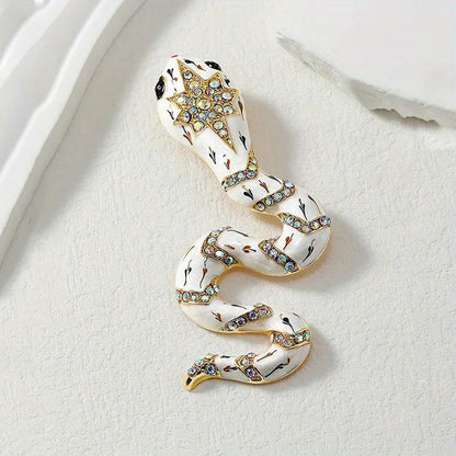 SKEDS Women Men Fashion Exquisite Colorful Rhinestone Snake Brooch Pin Elegant Lady Crystal Shining Animal Badges Corsages