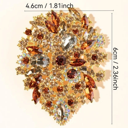 Designer fashion gold plated brooch pin with sparkling gemstone ladies brooch novelty elegant beautiful luxury vintage