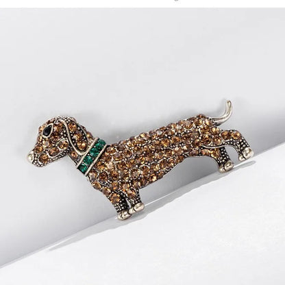 Trendy Rhinestone Dachshund Brooch for Women Unisex Animal Dog Pins Badges Party Backpack Jewelry Accessories Gift