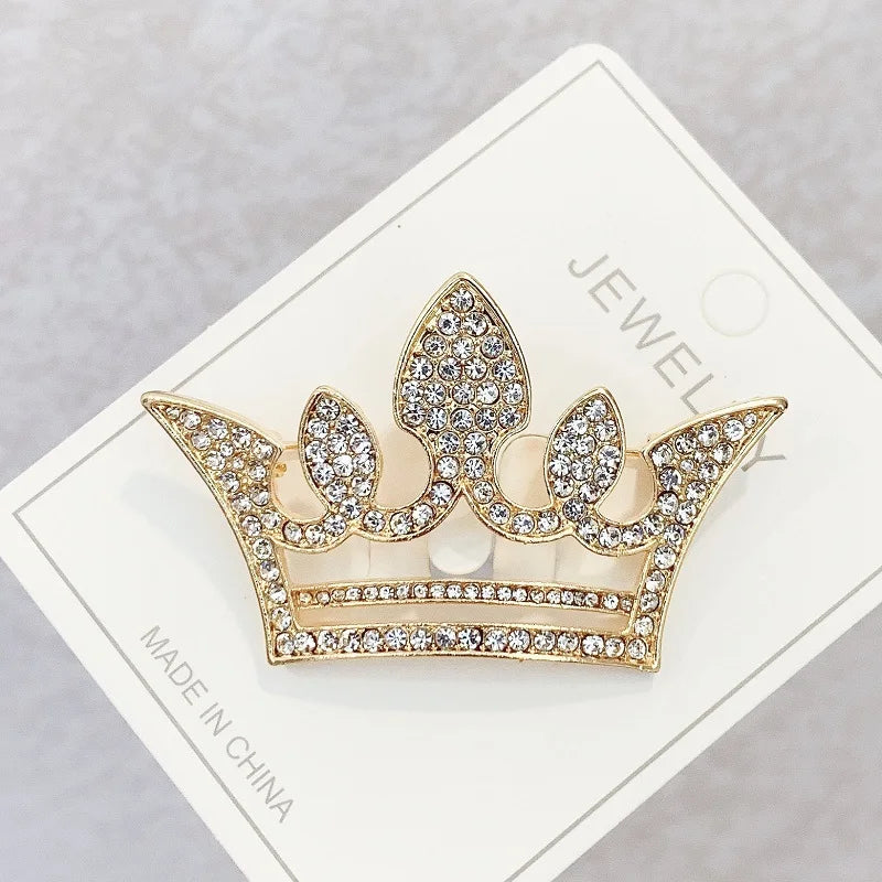 Fashion Crown Brooch For Women Vintage Zircon Crystal Luxurious Jewelry Girl Princess Gift