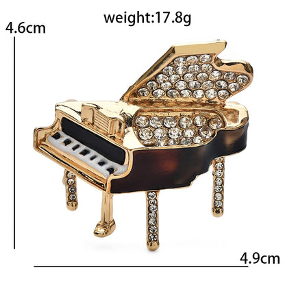 Wuli&baby Lovely Enamel Piano Brooches For Women Unisex Alloy Rhinestone Instrument Casual Party Clothes Brooch Pins Gifts