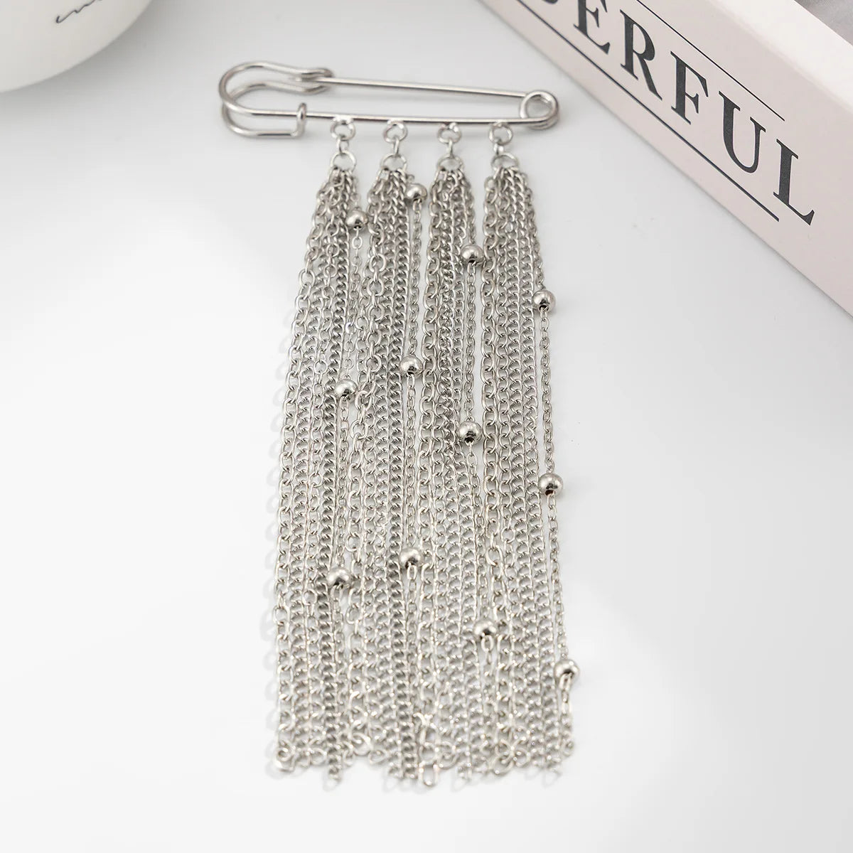 Accessory Personalized Suit Anti-Flash Bead Necklace Pin Hanging Ornament Ins Waterproof Crystal Tassel Chain Brooch