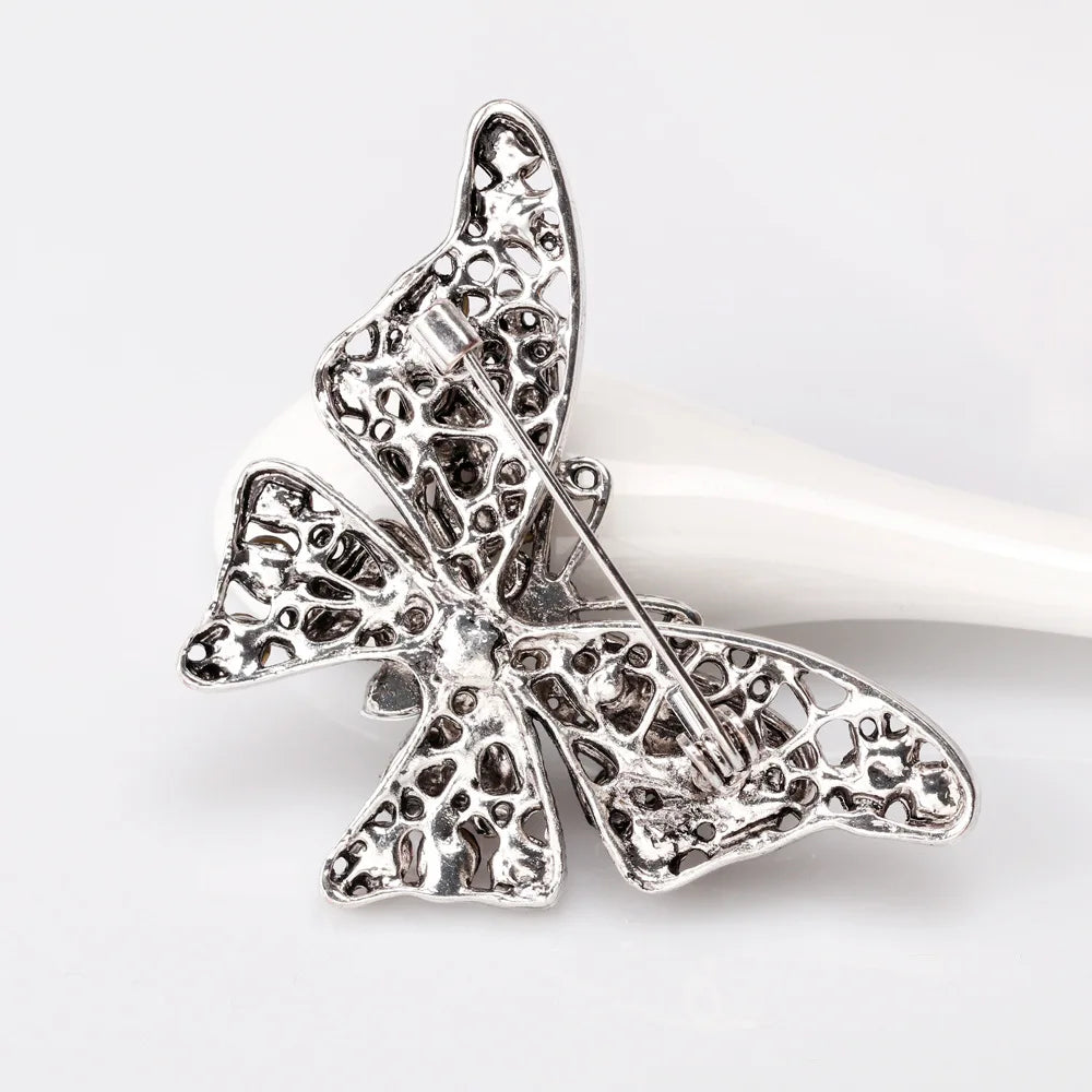 Rhinestone Butterfly Brooch Pins Trendy Alloy Enamel Metal Lapel Pin Glittering Multi-Color Optional For Women Small Gift Access