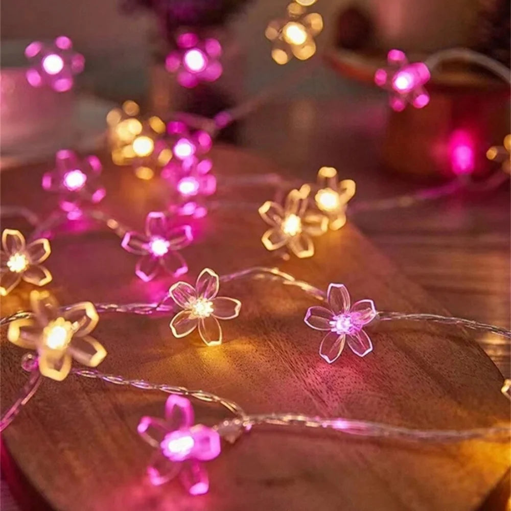 1PC 1.5M/3M/4.5M LED Cherry Flower Light String,powered by AA batteries(excl),used for bedroom,living room and party decoration