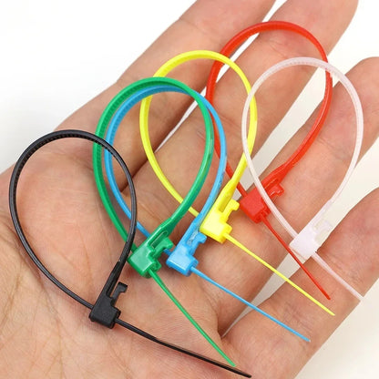 10Pcs Reusable Cable Ties Cable Lock Loop Nylon Ties Removable Recyclable Mixed Colours Black White Cable Ties