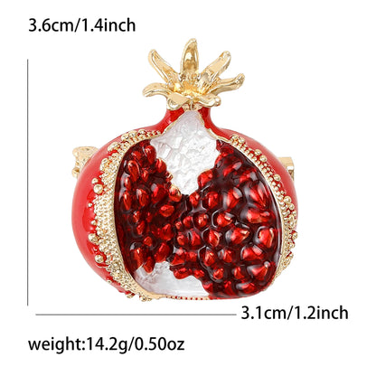 Beaut&Berry Classic Rhinestone Pomegranate Brooches for Women Fruit Pins Friends Party Gifts Banquet Jewellery Accessories