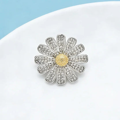 Wuli&baby Beautiful Daisy Flower Brooches Sparkling Rhinestone Sunflower Plants Brooch Pins For Women Unisex Office Casual Gifts