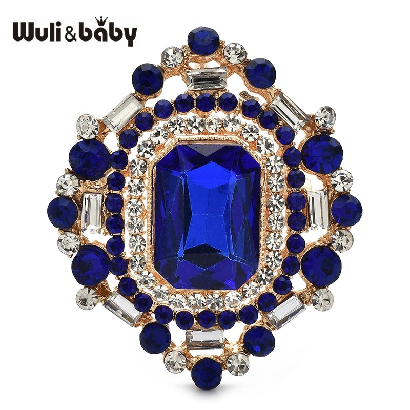 Wuli&baby Crystal Royal Style Geometric Brooches For Women Unisex 4-color Elegant Party Office Brooch Pins Gifts