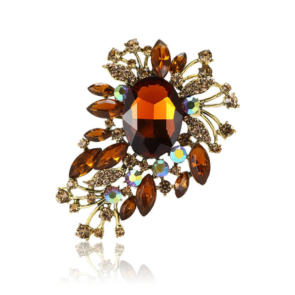 Beaut&Berry Luxury Crystal Glass Brooches for Women Rhinestone Flower Pins Friends Party Gifts Banquet Jewellery Accessories