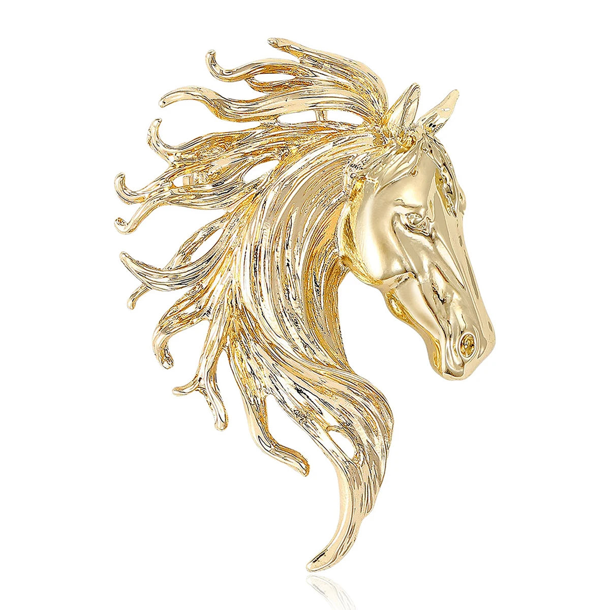 Beaut&Berry Luxury Glossy Horse Head Brooches for Women Zodiac Animal Pins Casual Party Accessories New Year Gifts Friends