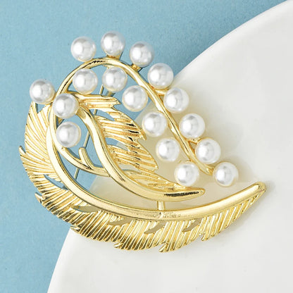 Wuli&baby Pearl Heart Brooches For Women Unisex Elegant Geometric Plants Flower Party Office Brooch Pins Gifts