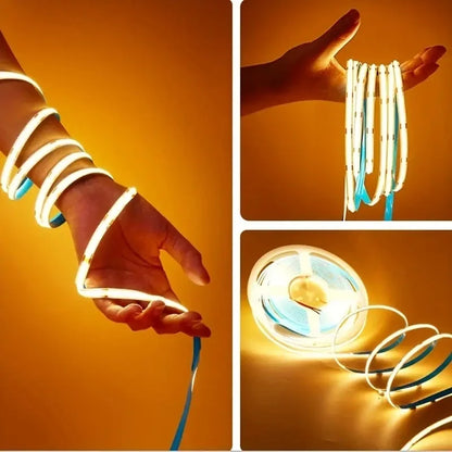 3AA Battery Box COB LED Strip Lights, 5V Flexible COB Strip Light, Flexible Ribbon Diode Tape for Party, Bedroom, Kitchen