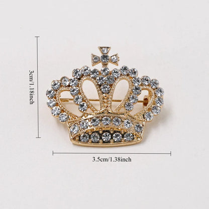 Luxurious Diamond Crown Brooch Women’s Alloy Rhinestone Brooch Fashionable and Versatile Suit Jacket Coat Accessory Brooches