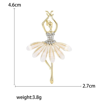 Rhinestone Ballerina Brooches for Women Acrylic Elf Pins Pearl Girls Accessories Office Party Friend Gifts