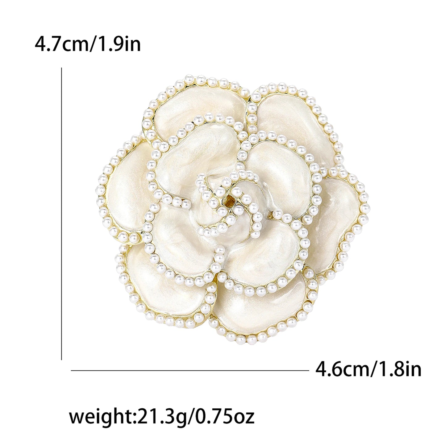 Beaut&Berry Luxury White Camellia Brooches for Women Flower Plant Pins Friends Party Gift Banquet Jewellery Accessories