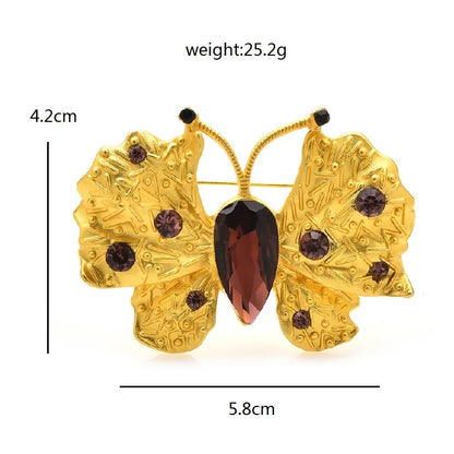 Wuli&baby Crystal Golden Butterfly Brooches For Women Unisex Charming Classic Insects Office Party Brooch Pins Gifts