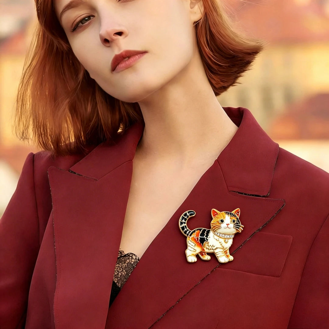 Baroque Luxury Cartoon Cat Animal Design Brooches for Men and Women, Jewelry, Fashion Accessories, Wedding, Holiday, Party Gifts
