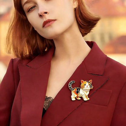 Baroque Luxury Cartoon Cat Animal Design Brooches for Men and Women, Jewelry, Fashion Accessories, Wedding, Holiday, Party Gifts