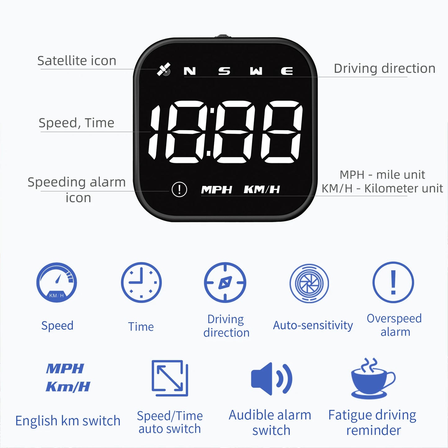 Universal Car Mini HUD G4S GPS Head Up Display Auto Digital KMH/MPH Speedometer Black / Green Font Speed Board  Projection