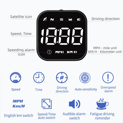 Universal Car Mini HUD G4S GPS Head Up Display Auto Digital KMH/MPH Speedometer Black / Green Font Speed Board  Projection