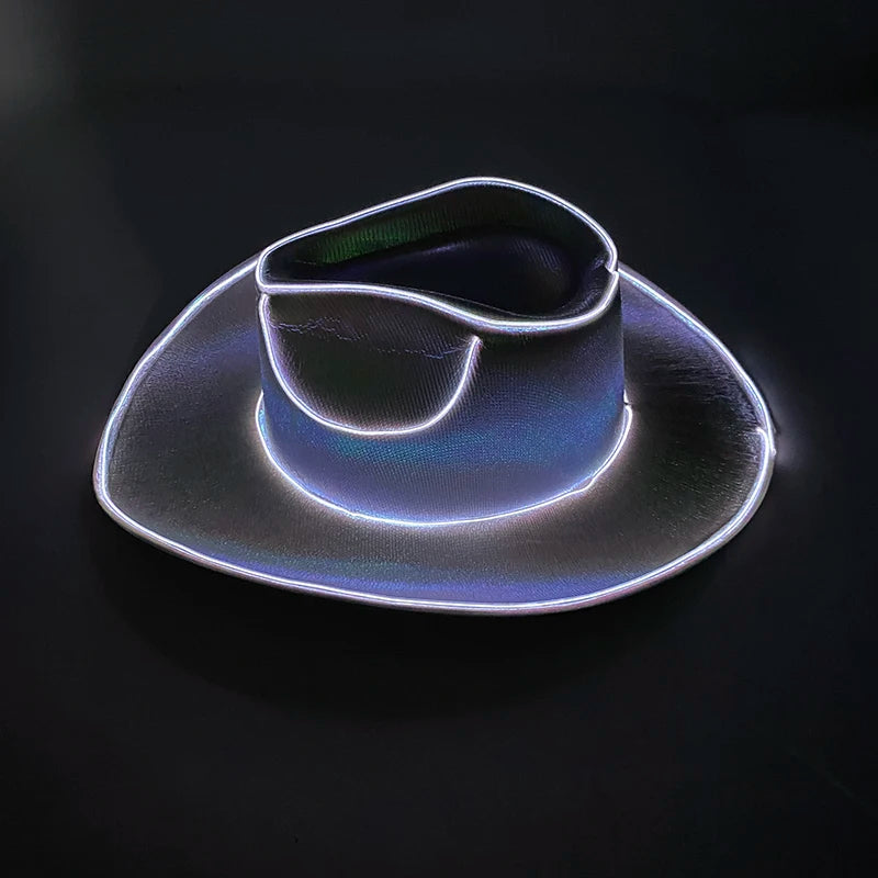 LED Glowing Cowgirl boy Hat Neon Luminous Bride Hat For Holiday Light Up Supplies Fluorescent Party Props Bachelorette Party Hat