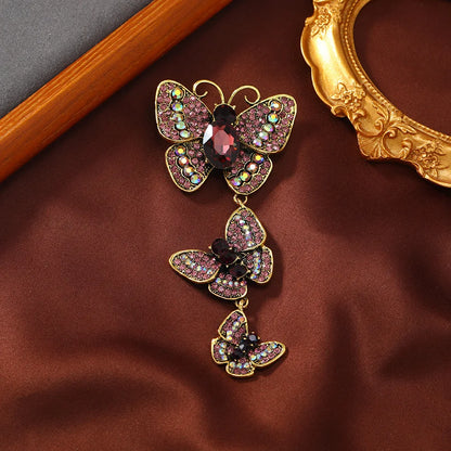 Women  Classic Vintage Luxury Crystal Butterfly Brooches Pins Exquistie Fashion Shiny Rhinestone Insect Series Accessories